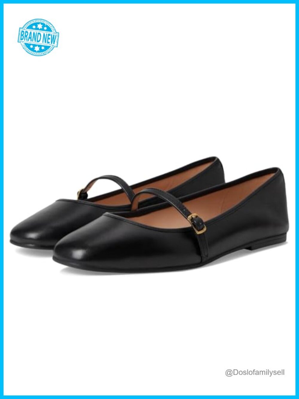 Mary Jane Ballet Flat Leather Square Toe Adjustable Buckle Casual